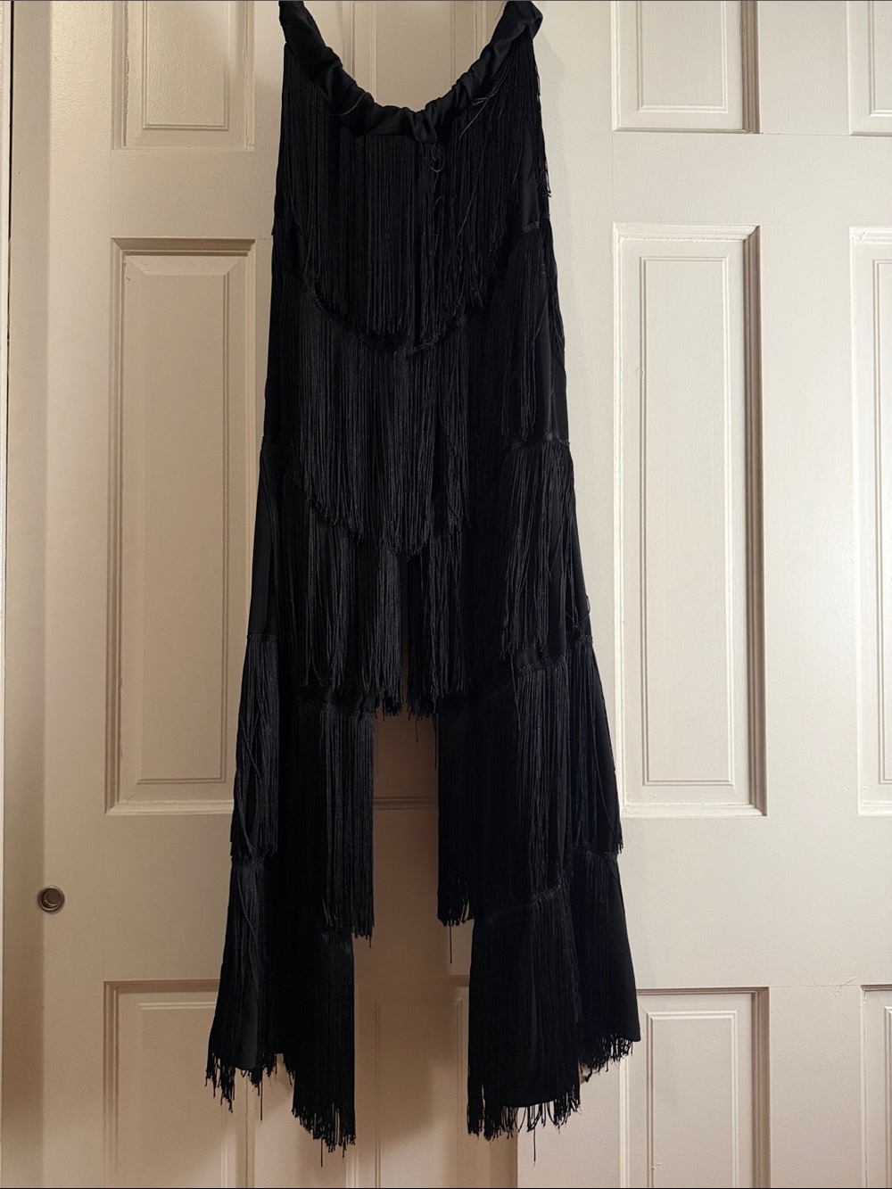 Black Fringe Tiered Maxi pants-